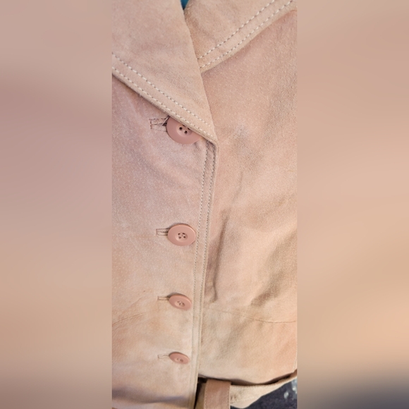 Wilsons Leather Maxima | Pink | Genuine Leather Button Up Jacket w/belt | Size L - Picture 3 of 12